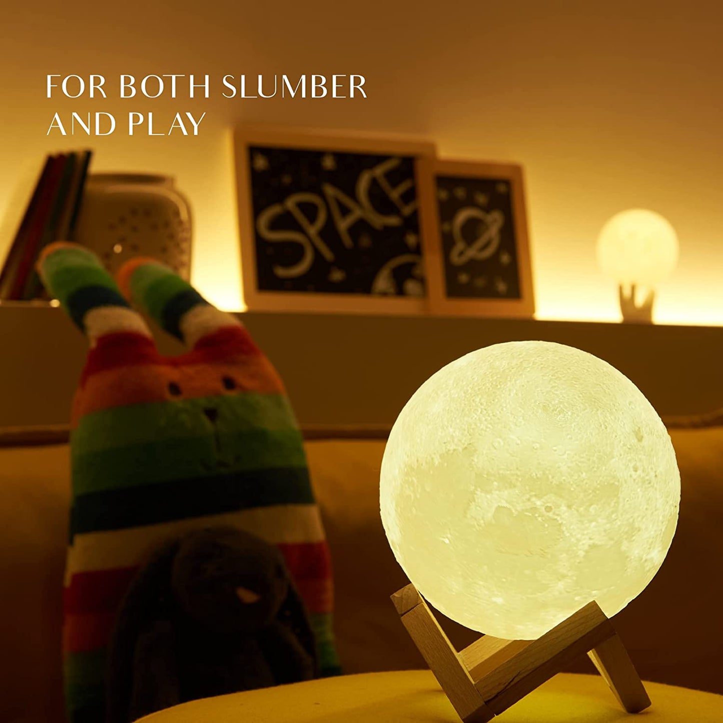 Moon Lamp Light LED Night Lights for Kids Room Warm White