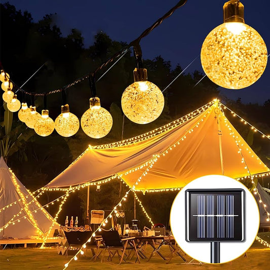 Solar Garden Lights Outdoor, 36ft 60 LED Solar String Lights Waterproof, Solar Powered Crystal Ball Indoor/Outdoor Fairy Lights Decorative Lights for Garden, Patio, Yard, Festival, Parties (White)